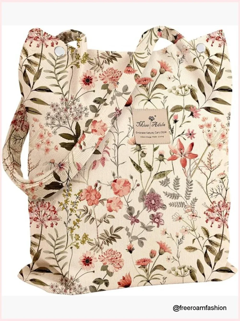 Corduroy Tote Bag with Buckle - Large Capacity Reusable Shoulder Bag for Work